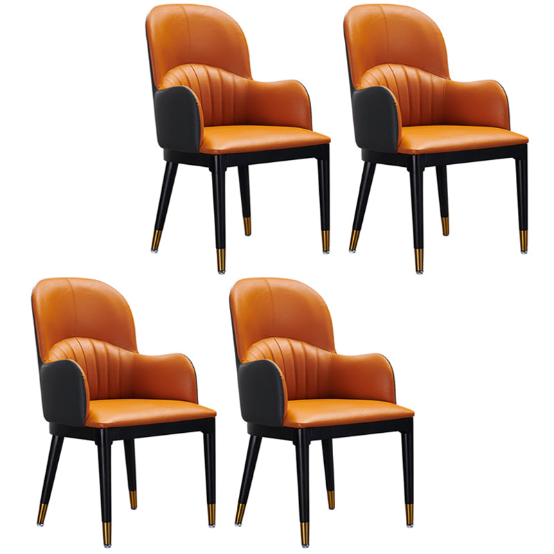 Silla lateral de comedor de cuero de diseño contemporáneo, sillón con respaldo sólido para uso doméstico