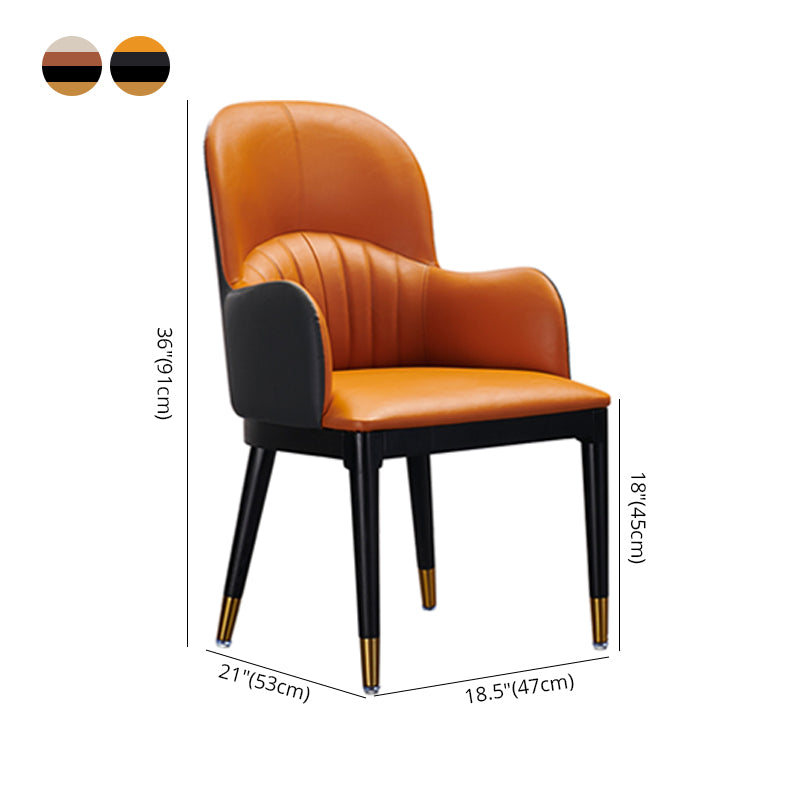 Silla lateral de comedor de cuero de diseño contemporáneo, sillón con respaldo sólido para uso doméstico