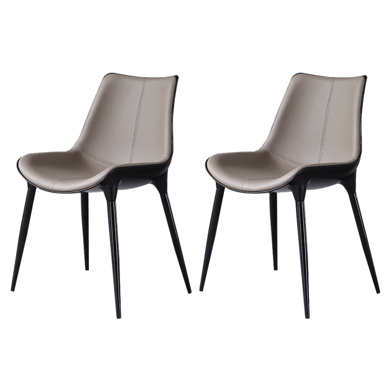Contemporary Design Leather Dining Side Chair Arm Solid Back Chair for Kitchen