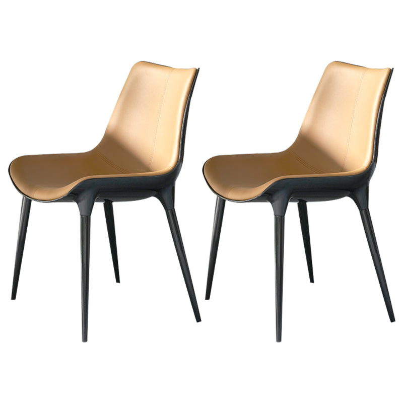 Contemporary Design Leather Dining Side Chair Arm Solid Back Chair for Kitchen