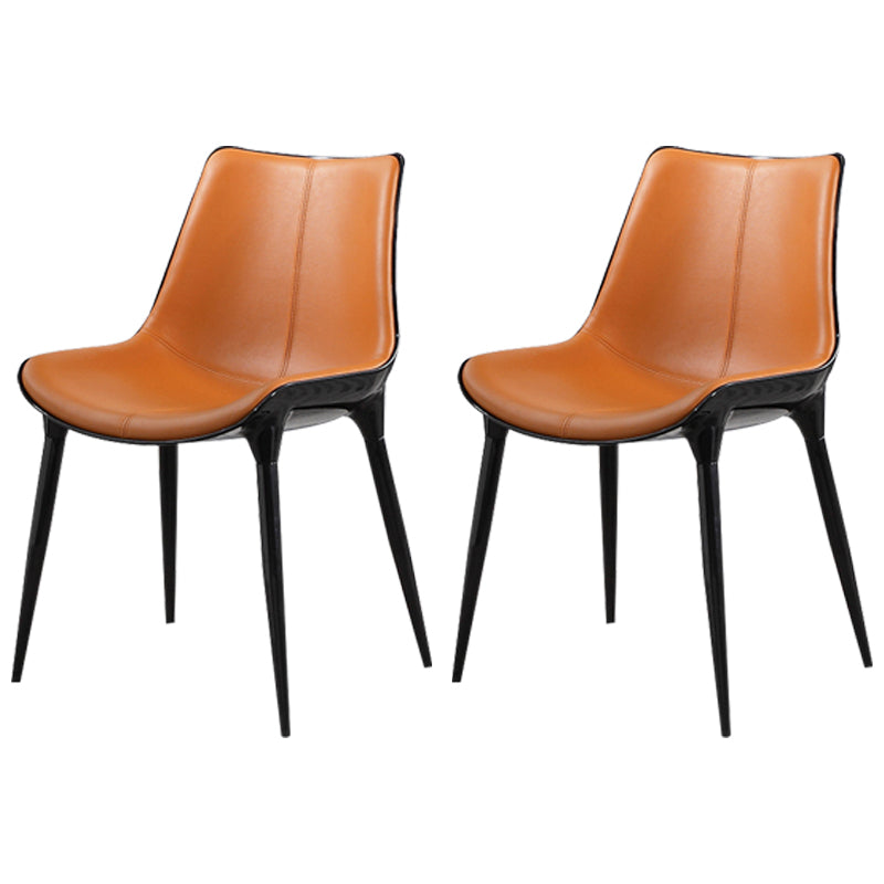 Contemporary Design Leather Dining Side Chair Arm Solid Back Chair for Kitchen