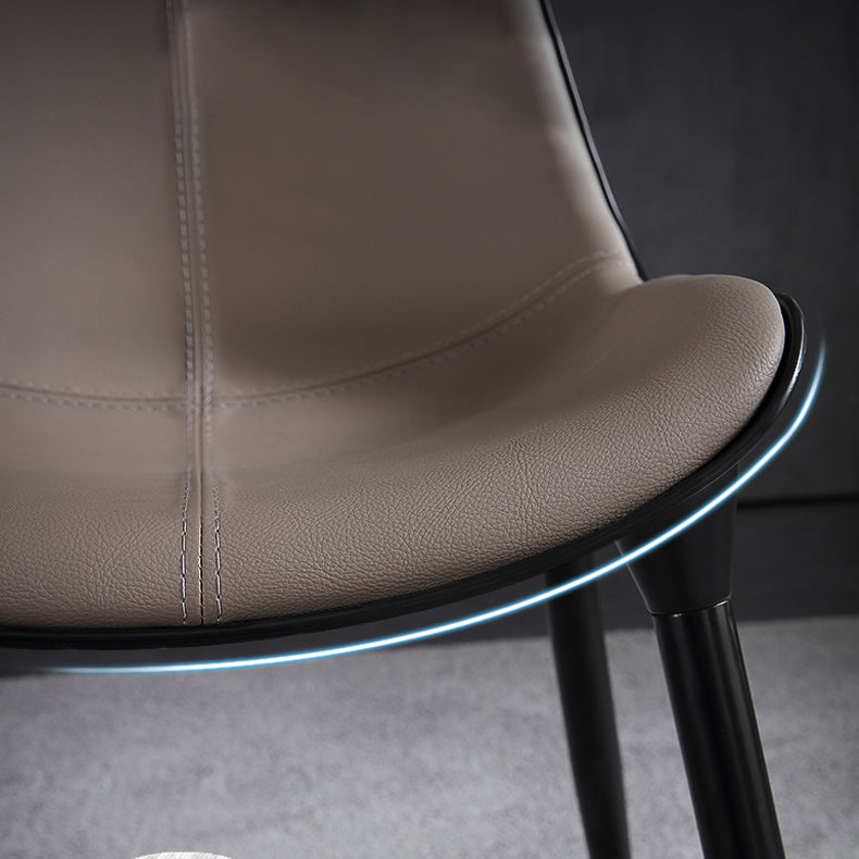 Silla lateral de comedor de cuero de diseño contemporáneo, silla con respaldo sólido para cocina