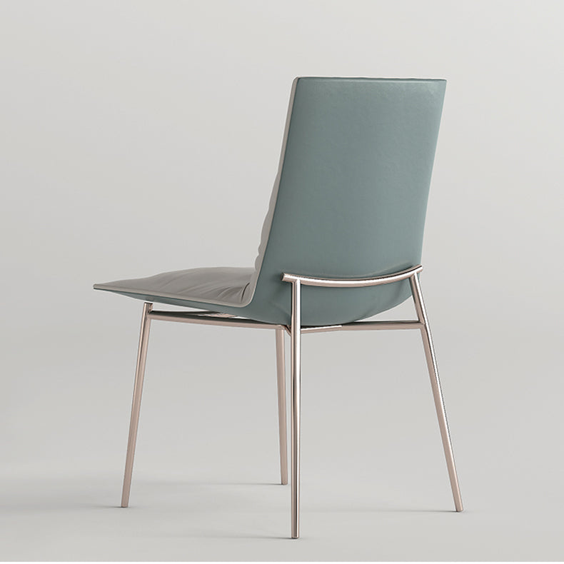 Silla lateral de comedor de cuero moderna, silla sin brazos con respaldo sólido de lujo para cocina