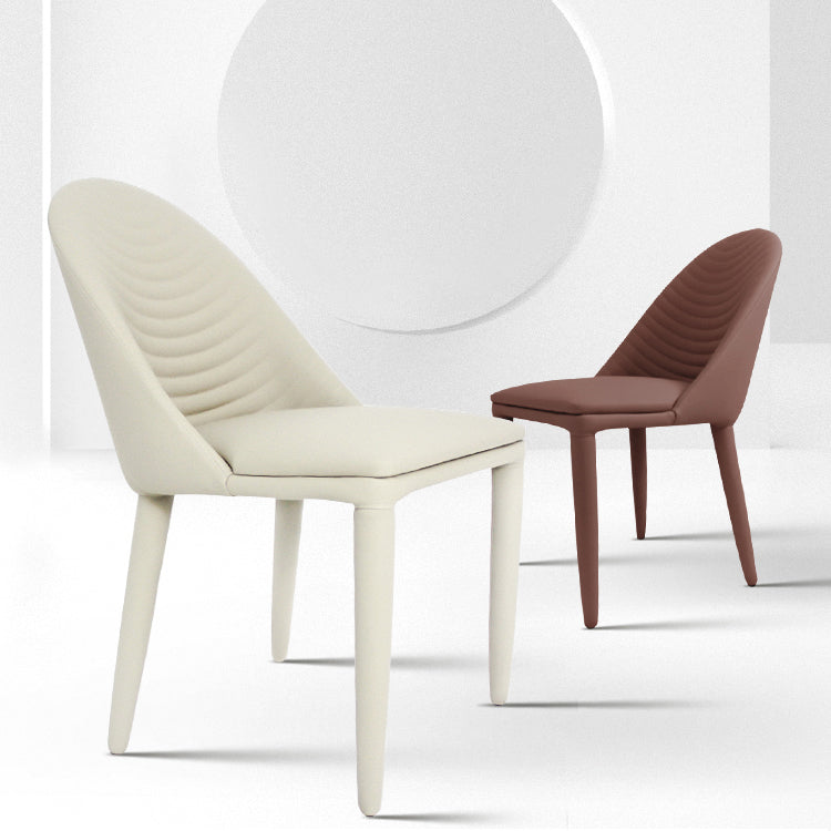 Silla de comedor de cuero PU moderna, sillas de comedor de metal sin brazos para uso doméstico