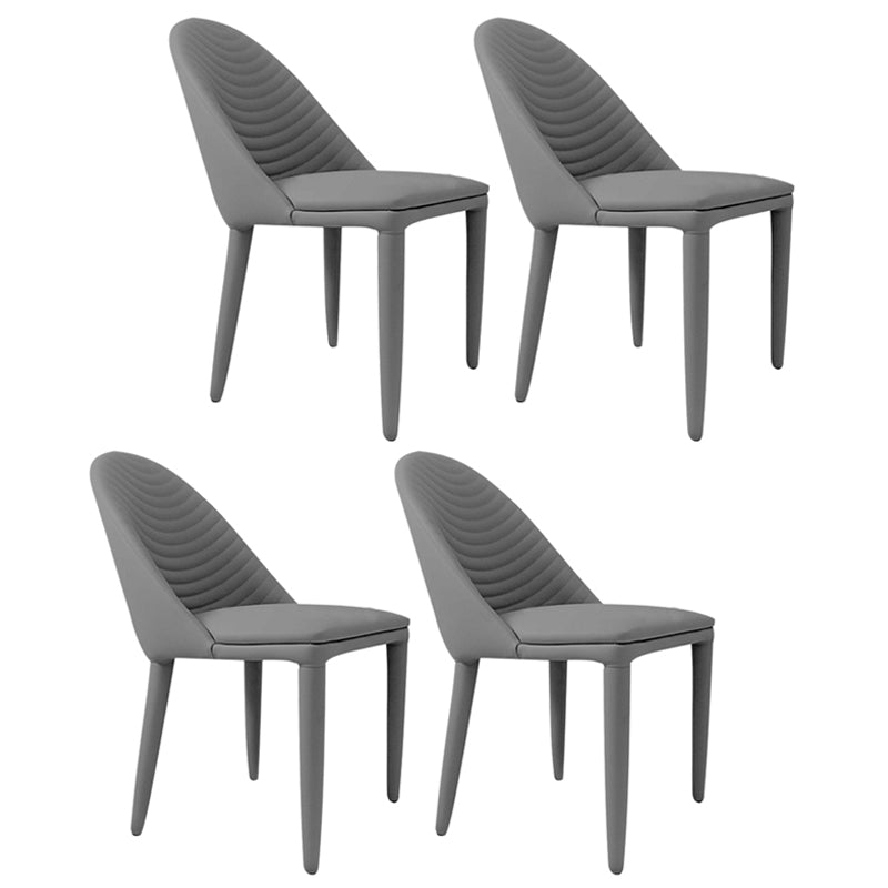 Silla de comedor de cuero PU moderna, sillas de comedor de metal sin brazos para uso doméstico