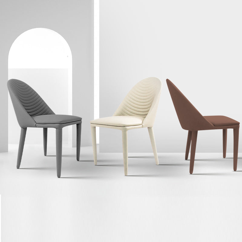 Silla de comedor de cuero PU moderna, sillas de comedor de metal sin brazos para uso doméstico