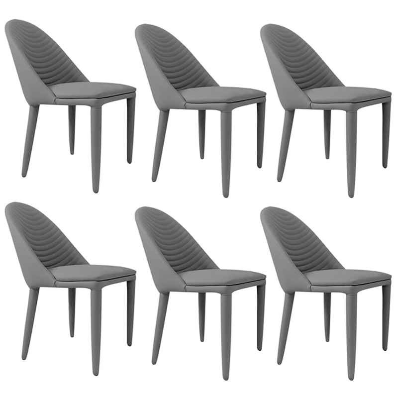 Silla de comedor de cuero PU moderna, sillas de comedor de metal sin brazos para uso doméstico