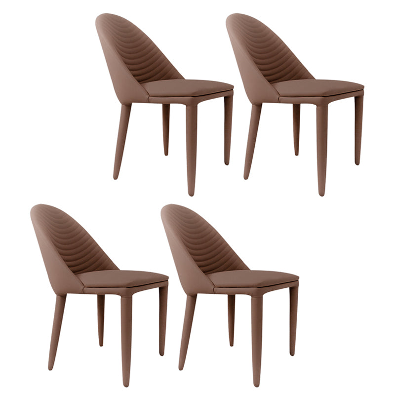 Silla de comedor de cuero PU moderna, sillas de comedor de metal sin brazos para uso doméstico