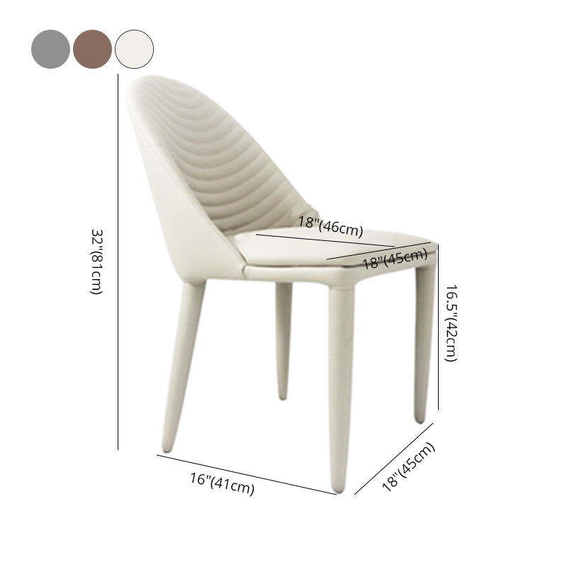 Silla de comedor de cuero PU moderna, sillas de comedor de metal sin brazos para uso doméstico