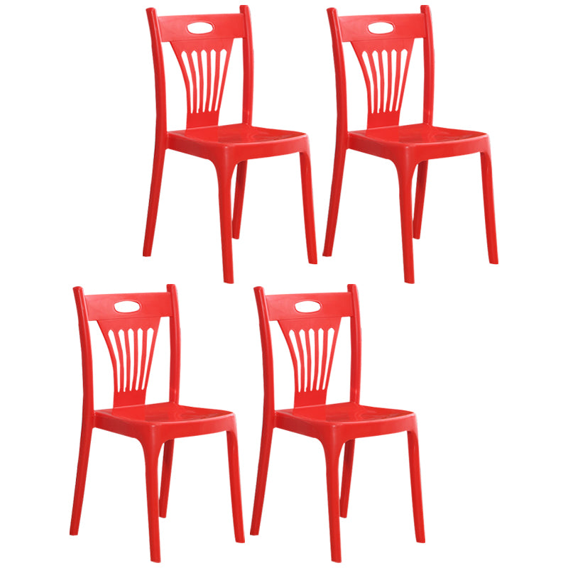 Silla de comedor de plástico de estilo moderno, silla lateral apilable sin brazos para cocina (juego de 4)