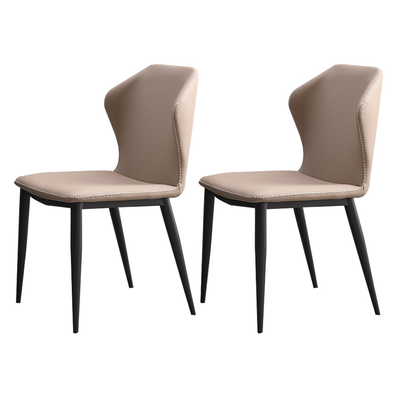 Contemporary Style Kitchen Metal Chair Wingback Dining Armless Side Chair (Set of 2)