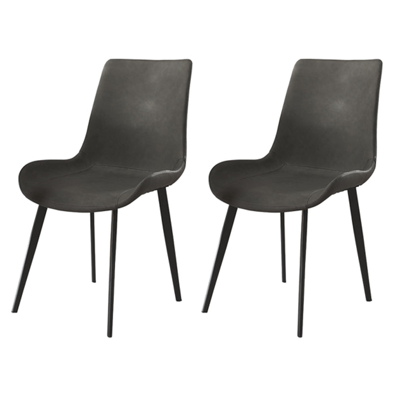 Industrial Metal Dining Room Chairs Armless PU Leather Dining Chairs for Home Use
