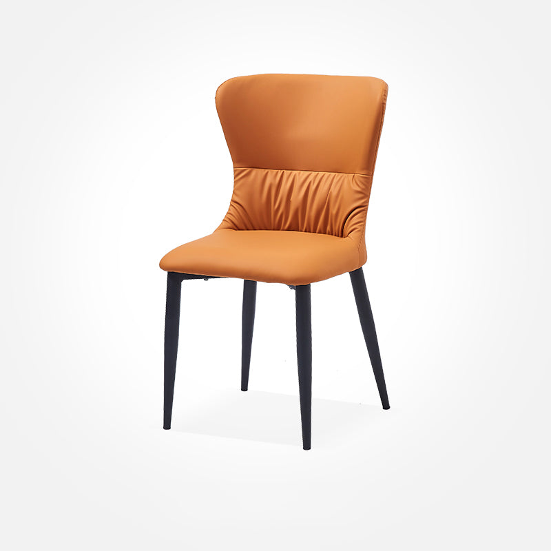 Industrial Metal Dining Room Chairs Armless Faux Leather Dining Chairs for Home Use