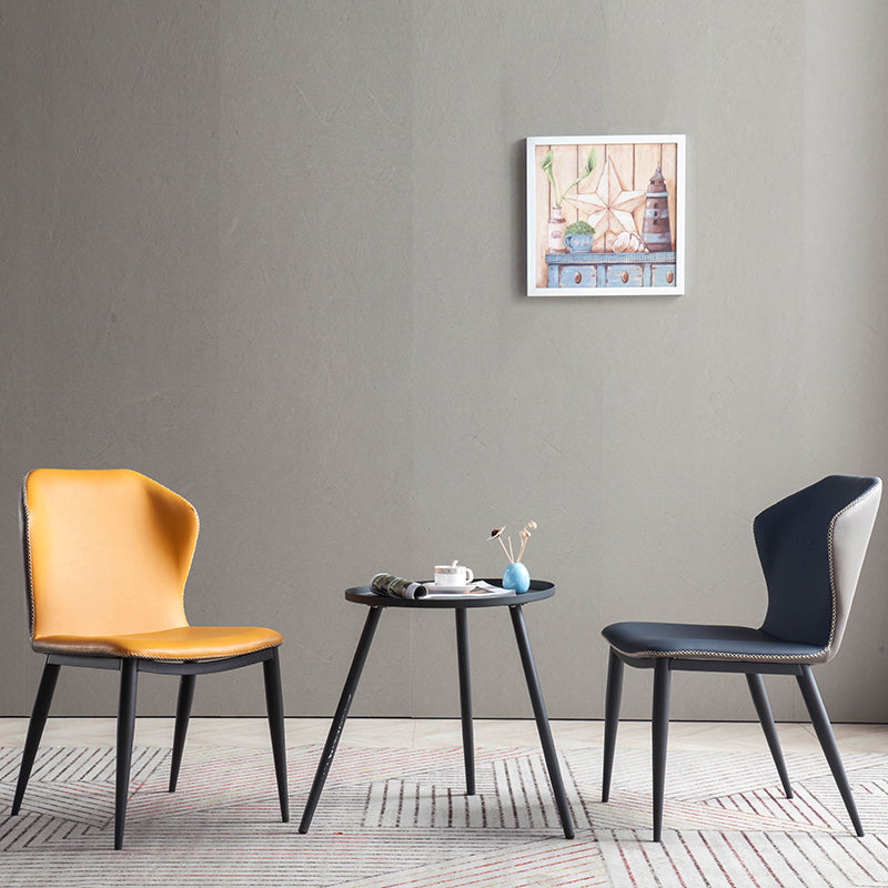 Silla de comedor de metal contemporánea, sin brazos, con respaldo para uso doméstico (juego de 2)