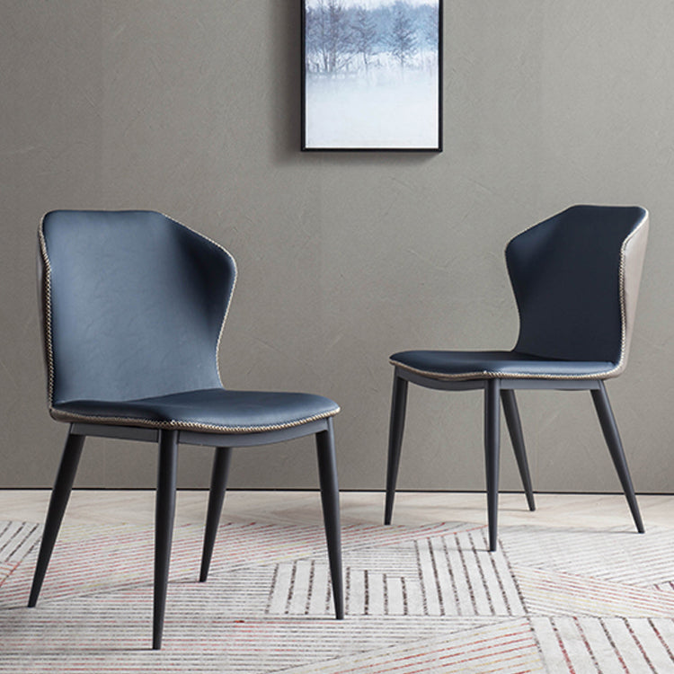 Silla de comedor de metal contemporánea, sin brazos, con respaldo para uso doméstico (juego de 2)