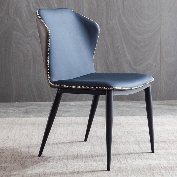 Silla de comedor de metal contemporánea, sin brazos, con respaldo para uso doméstico (juego de 2)