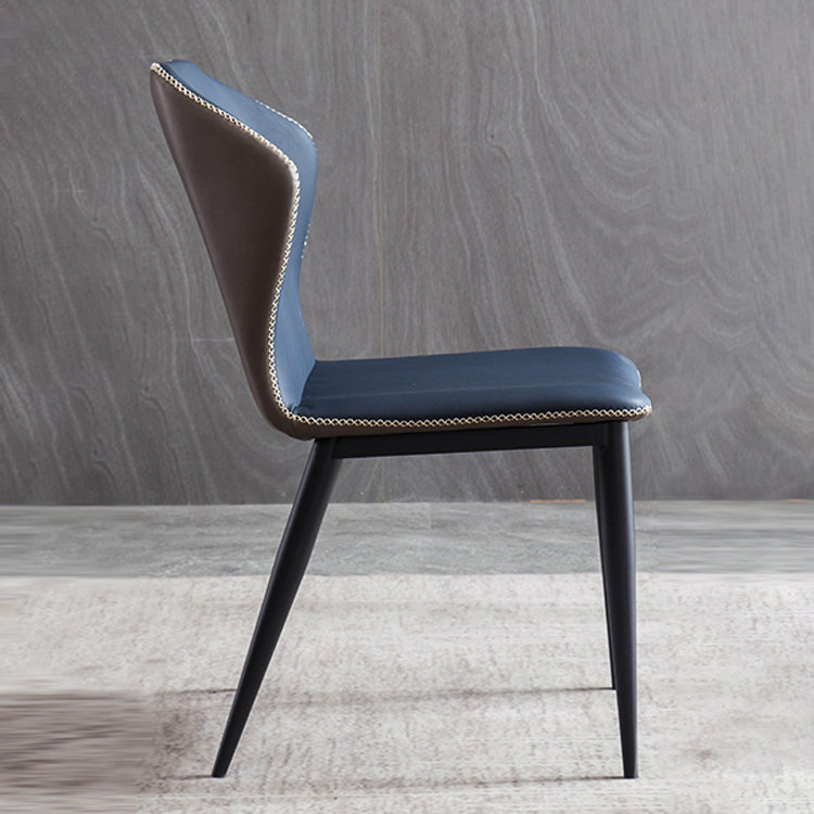 Silla de comedor de metal contemporánea, sin brazos, con respaldo para uso doméstico (juego de 2)
