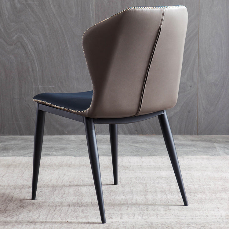 Silla de comedor de metal contemporánea, sin brazos, con respaldo para uso doméstico (juego de 2)