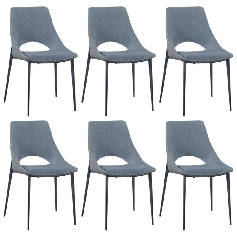 Silla lateral de cuero contemporánea para restaurante, silla de comedor con respaldo abierto y patas negras