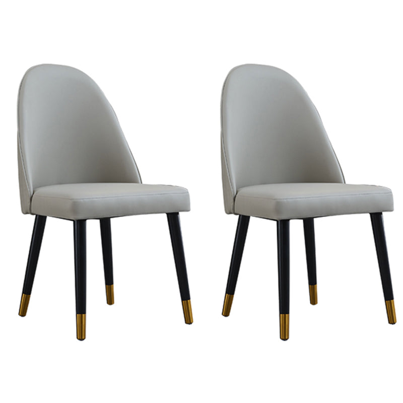 Sillas de comedor de madera Glam sin brazos, sillas de comedor de piel sintética para uso doméstico (juego de 2)