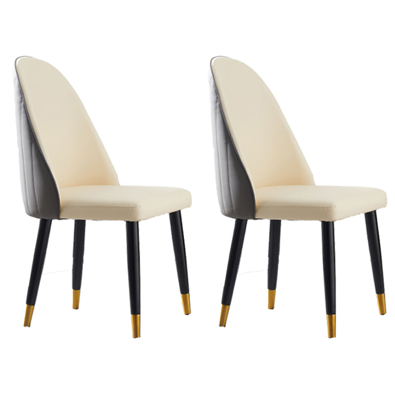 Glam Wood Dining Armless Chairs Faux Leather Dining Chairs for Home Use (Set of 2)