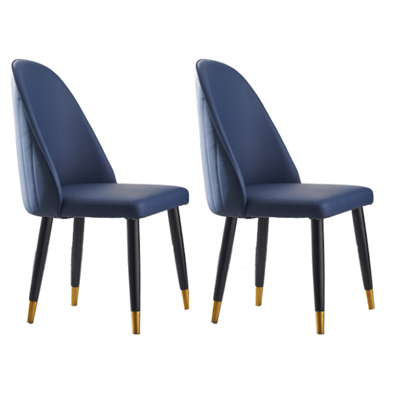 Glam Wood Dining Armless Chairs Faux Leather Dining Chairs for Home Use (Set of 2)