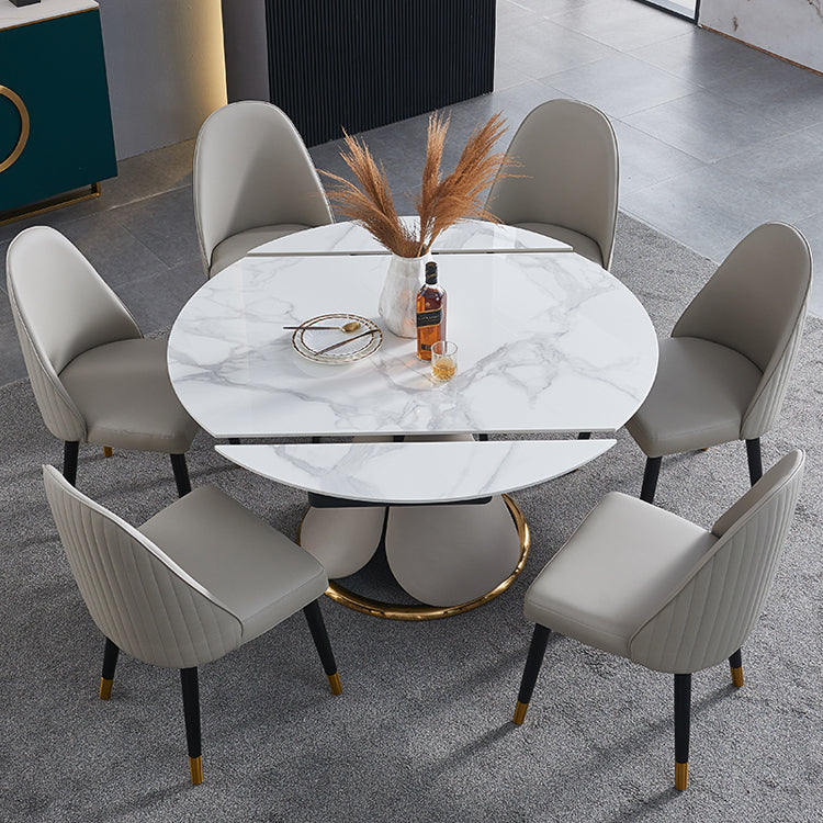 Sillas de comedor de madera Glam sin brazos, sillas de comedor de piel sintética para uso doméstico (juego de 2)