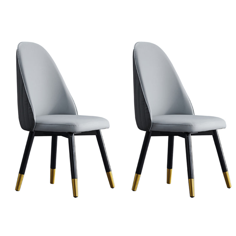 Sillas de comedor de madera Glam sin brazos, sillas de comedor de piel sintética para uso doméstico (juego de 2)