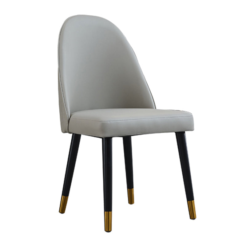 Sillas de comedor de madera Glam sin brazos, sillas de comedor de piel sintética para uso doméstico (juego de 2)