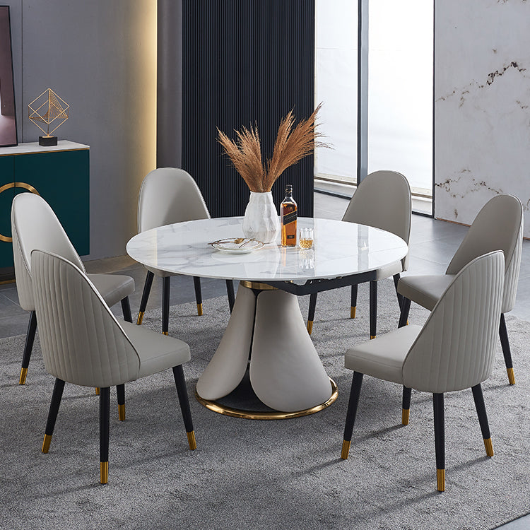 Sillas de comedor de madera Glam sin brazos, sillas de comedor de piel sintética para uso doméstico (juego de 2)