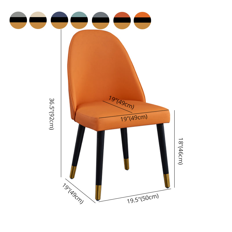 Sillas de comedor de madera Glam sin brazos, sillas de comedor de piel sintética para uso doméstico (juego de 2)