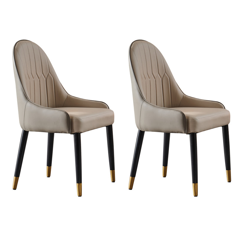 Glam Wood Dining Arm Chairs Faux Leather Dining Chairs for Restaurant Use (Set of 2)