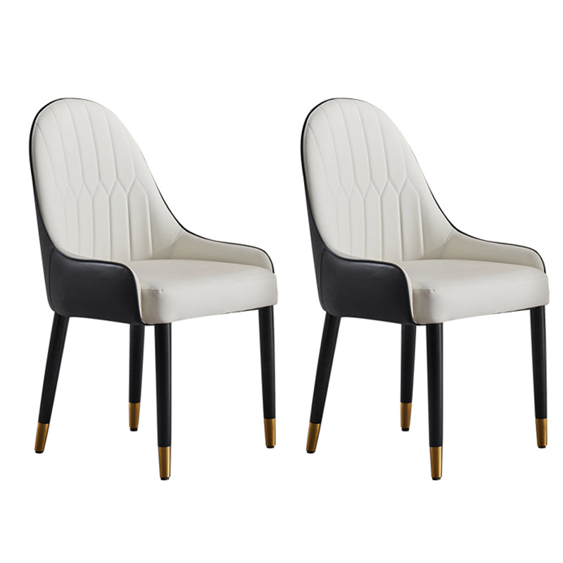 Glam Wood Dining Arm Chairs Faux Leather Dining Chairs for Restaurant Use (Set of 2)