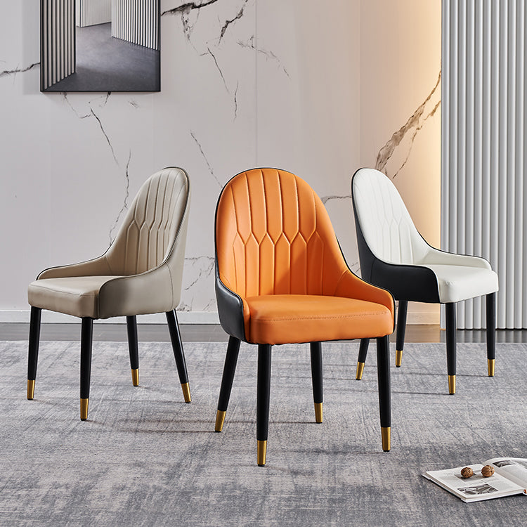 Glam Wood Dining Arm Chairs Faux Leather Dining Chairs for Restaurant Use (Set of 2)