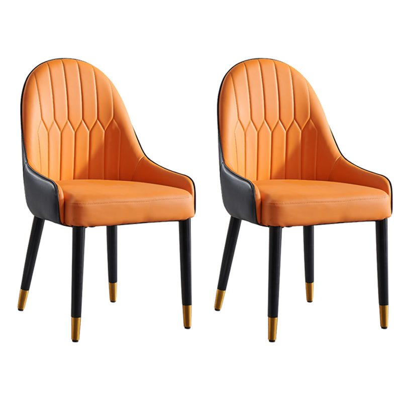 Glam Wood Dining Arm Chairs Faux Leather Dining Chairs for Restaurant Use (Set of 2)