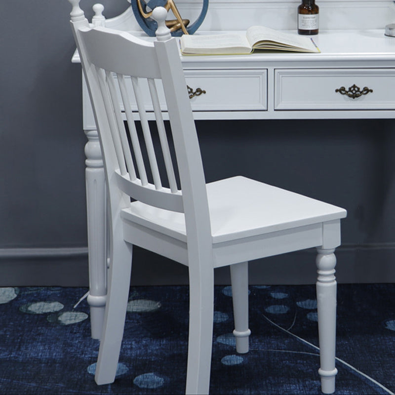 Traditional Rubberwood Wood Dining Side Chair Slat Back Single Dining Chair