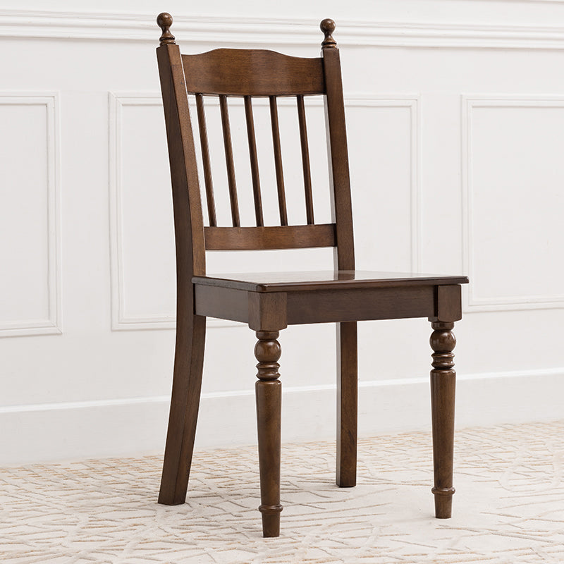 Traditional Rubberwood Wood Dining Side Chair Slat Back Single Dining Chair