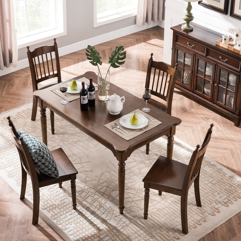 Silla de comedor tradicional de madera de caucho, silla lateral con respaldo de listones, silla de comedor individual