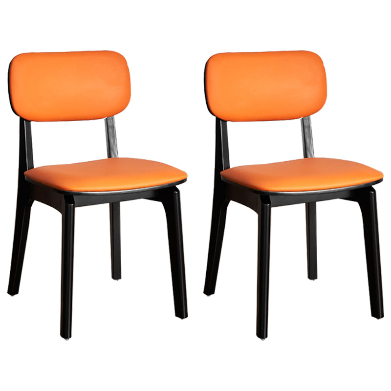 Contemporary Wood Dining Room Chair Leather Dining Chairs for Home Use (Set of 2)