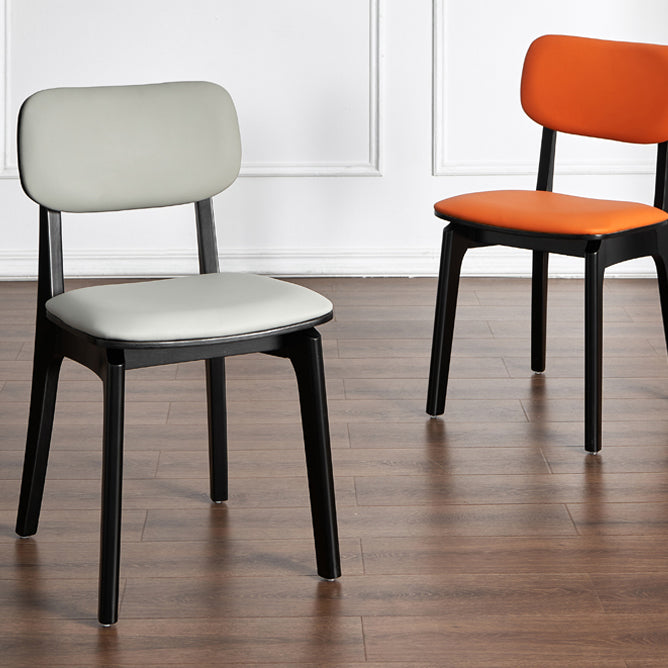 Silla de comedor de madera contemporánea, sillas de comedor de cuero para uso doméstico (juego de 2)