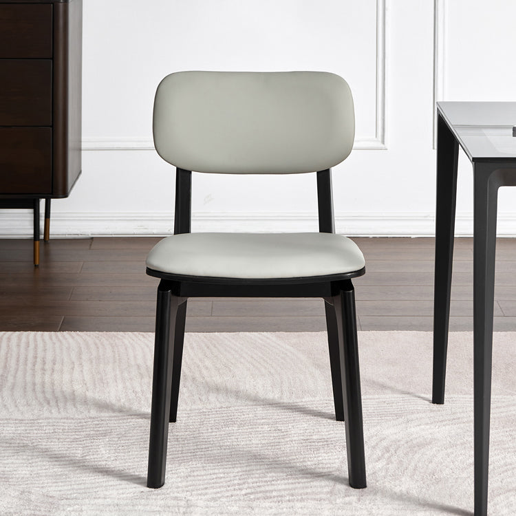 Silla de comedor de madera contemporánea, sillas de comedor de cuero para uso doméstico (juego de 2)