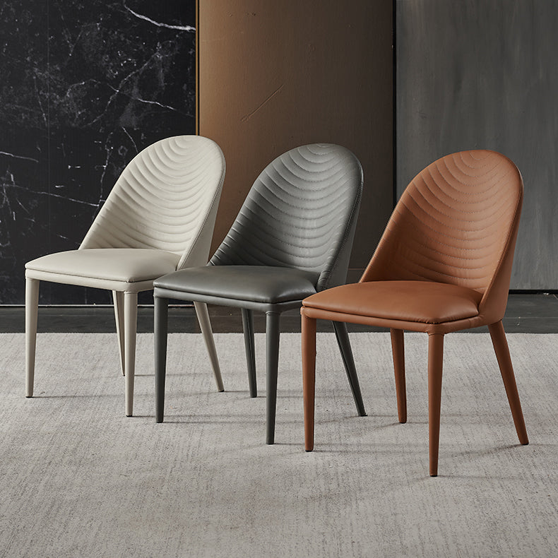 Moderne PU lederen eetkamerstoel Armless Metal Dining Chair voor thuisgebruik (set van 2)