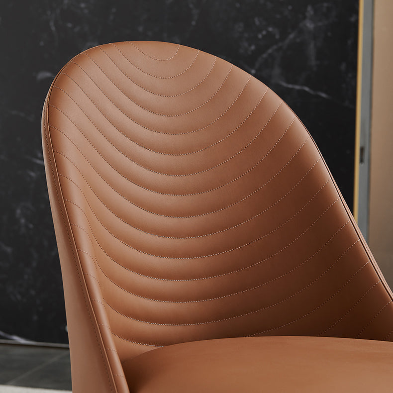 Moderne PU lederen eetkamerstoel Armless Metal Dining Chair voor thuisgebruik (set van 2)