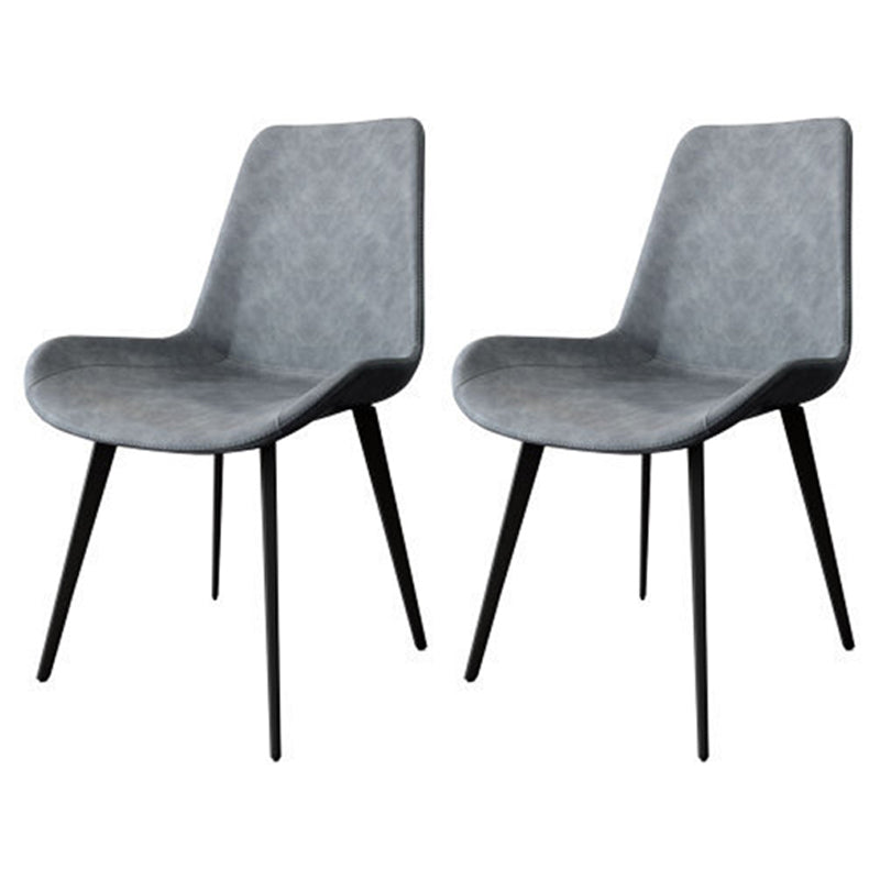 Modern Leather Restaurant Side Chair Solid Back Dining Chair (Set of 2)