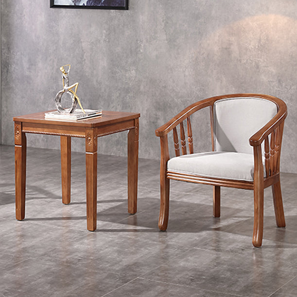 Sillas de comedor de madera tradicionales, silla de comedor de tela de lino para uso en restaurantes