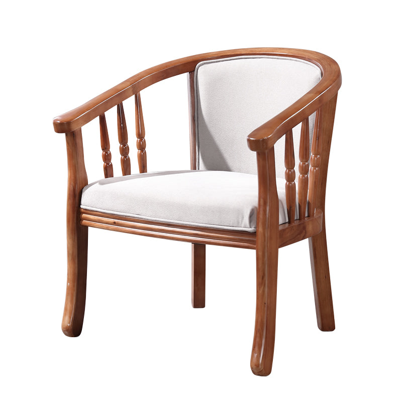 Sillas de comedor de madera tradicionales, silla de comedor de tela de lino para uso en restaurantes