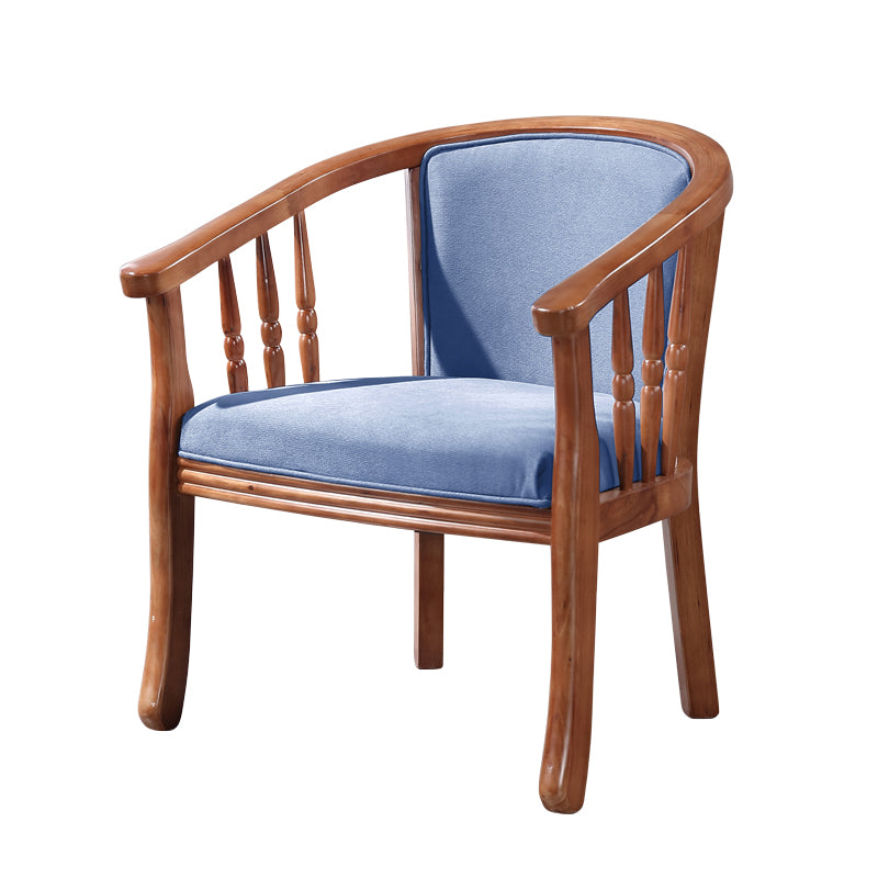 Traditional Wood Dining Arm Chairs Linen Fabric Dining Chair for Restaurant Use