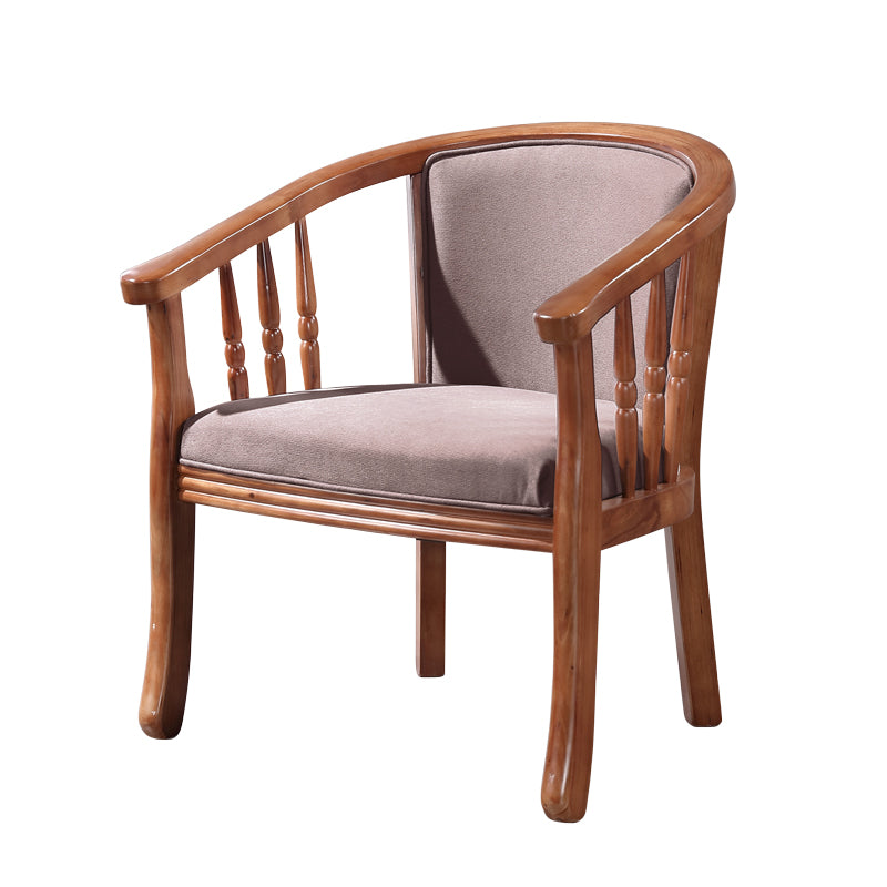 Traditional Wood Dining Arm Chairs Linen Fabric Dining Chair for Restaurant Use