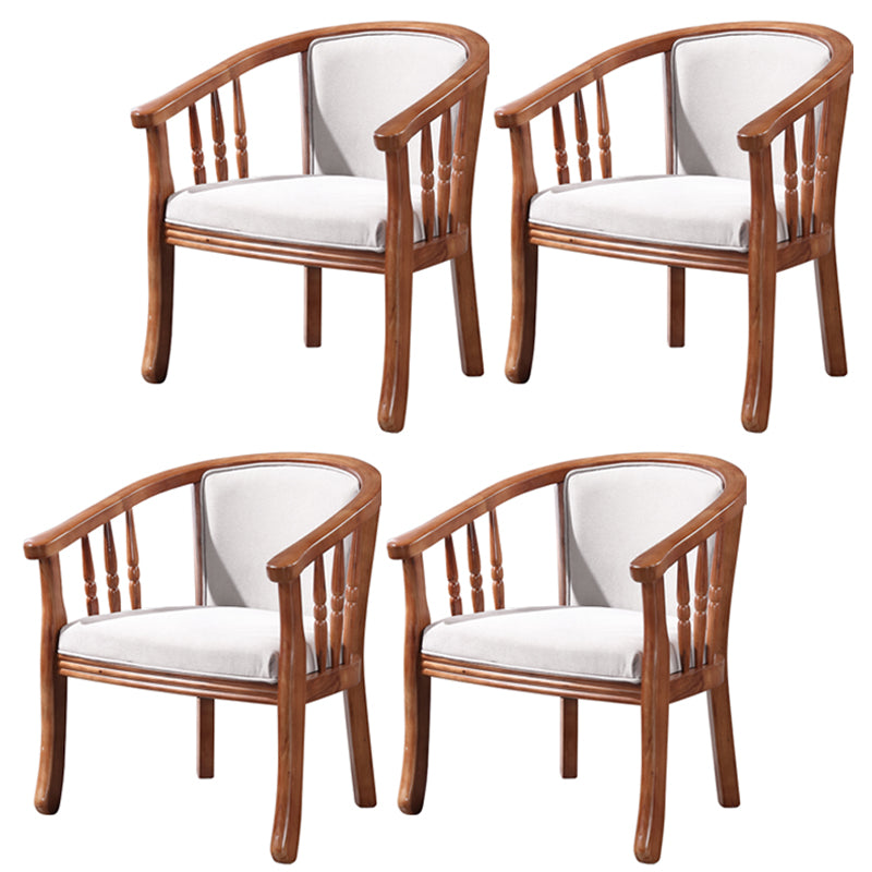 Sillas de comedor de madera tradicionales, silla de comedor de tela de lino para uso en restaurantes