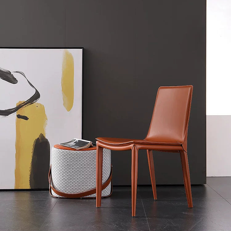 Silla auxiliar de cuero estilo diseñador para el hogar, silla de comedor con respaldo sólido (juego de 2)
